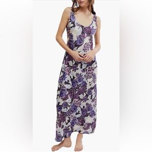 Free People Floral Purple and White Maxi Dress